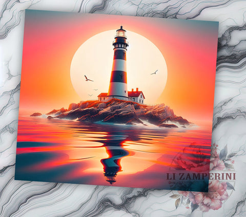 Lighthouse Tumbler, Ocean Decor, Nautical Drinkware, Sublimation PNG, Coastal Gift, Beach Lover, 20oz Tumbler, Seaside Design Sublimation Li Zamperini 