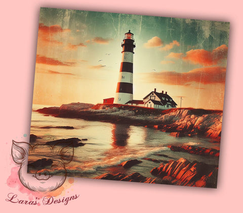 Lighthouse Tumbler, Ocean Design, 20oz Tumbler Wrap, Nautical Decor, Beach Lover Gift, Coastal Sublimation, Maritime Gift, Digital Download Sublimation Lara' s Designs 