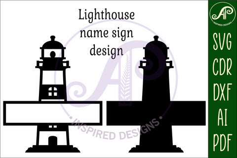 Lighthouse two layer name sign svg laser cut file SVG APInspireddesigns 