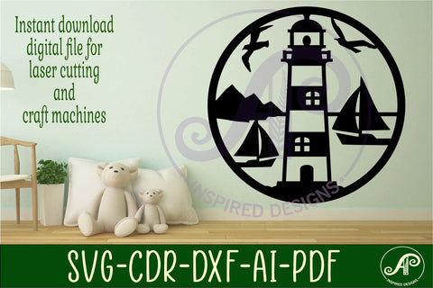 Lighthouse wall art sign, SVG file. vector file SVG APInspireddesigns 