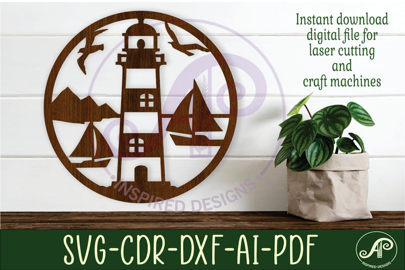 Lighthouse wall art sign, SVG file. vector file SVG APInspireddesigns 