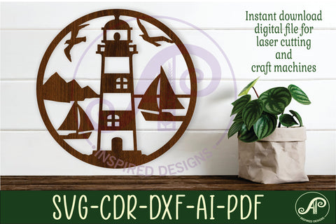 Lighthouse wall art sign, SVG file. vector file SVG APInspireddesigns 