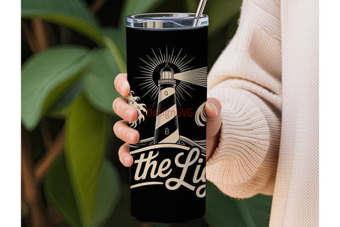 Lighthouse & Waves Tumbler Design Sublimation DesignSVG 
