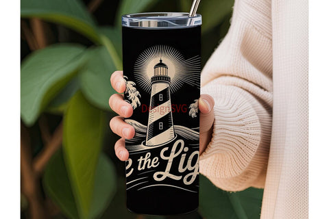 Lighthouse & Waves Tumbler Design Sublimation DesignSVG 