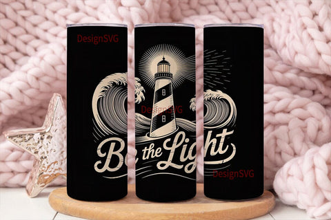 Lighthouse & Waves Tumbler Design Sublimation DesignSVG 