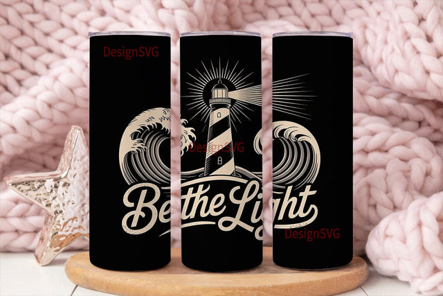 Lighthouse & Waves Tumbler Design Sublimation DesignSVG 