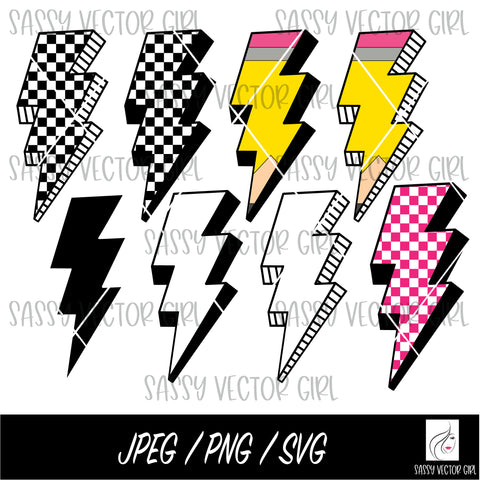 Lightning Bolt Png Bundle SVG Sassy Vector Girl 