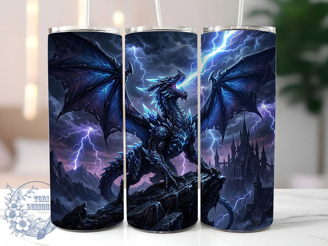 Lightning Dragon 20oz Tumbler, Lightning Dragon, Dragon Tumbler, Lightning Tumbler, Dragon Tumbler PNG, Lightning Dragon PNG, Dragon Wrap PNG, 20oz Tumbler Wrap Sublimation ToriDesigns 