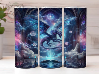 Lightning Fantasy Dragon Tumbler, Lightning Dragon Tumbler, 20oz Tumbler Wrap, Sublimation Design, Mythical Dragon Gift, Enchanted Book Wrap, Magical Fantasy Tumbler Sublimation Lara' s Designs 