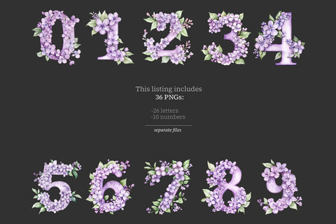 Lilac Alphabet Printable | Lavender Flower Purple Letters SVG GlamArtZhanna 
