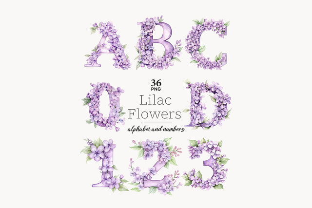 Lilac Alphabet Printable | Lavender Flower Purple Letters SVG GlamArtZhanna 