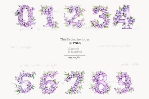 Lilac Alphabet Printable | Lavender Flower Purple Letters SVG GlamArtZhanna 