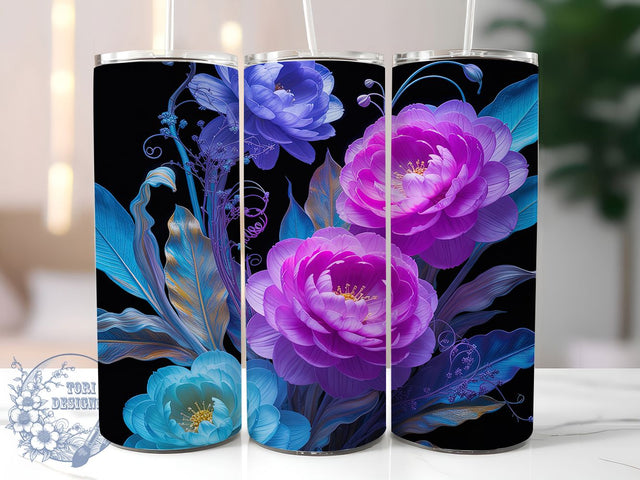 Lilac Aqua Floral Tumbler, Flower Tumbler Design, 20Oz Sublimation, Pastel Floral Art, Aqua Lilac Printable, Elegant Flower Wrap, Spring Floral Pattern Sublimation ToriDesigns 