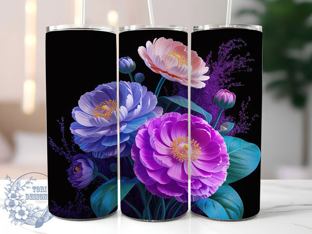 Lilac Aqua Floral Tumbler, Flower Tumbler Design, 20Oz Sublimation, Pastel Floral Art, Aqua Lilac Printable, Elegant Flower Wrap, Spring Floral Pattern Sublimation ToriDesigns 