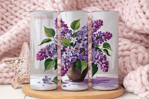 Lilac Bouquet 20oz Tumbler Wrap Sublimation DesignSVG 