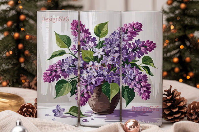 Lilac Bouquet 20oz Tumbler Wrap Sublimation DesignSVG 