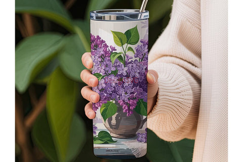 Lilac Bouquet 20oz Tumbler Wrap Sublimation DesignSVG 