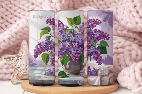 Lilac Bouquet 20oz Tumbler Wrap Sublimation DesignSVG 