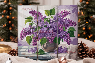 Lilac Bouquet 20oz Tumbler Wrap Sublimation DesignSVG 