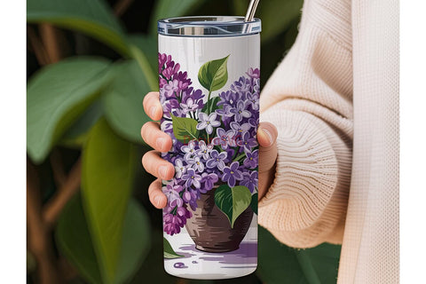 Lilac Bouquet 20oz Tumbler Wrap Sublimation DesignSVG 