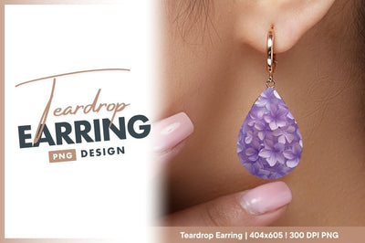 Lilac Flowers Teardrop Earring Png Template Sublimation Regulrcrative 
