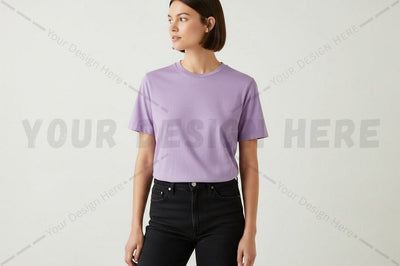 Lilac solid t-shirt for women Mock Up Photo Regulrcrative 