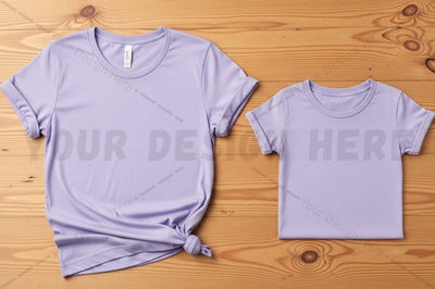 Lilac t-shirt mockup design for adult and child Mock Up Photo Regulrcrative 