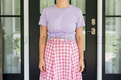 Lilac t-shirt with plaid skirt Mock Up Photo Designangry 