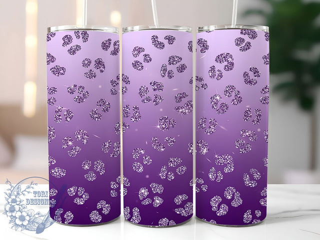 Lilac White Glitter Leopard Tumbler, Glitter Leopard Print, 20Oz Sublimation, Sparkly Ombre Tumbler, Lilac Glitter Design, Leopard Pattern Printable, Glam Ombre Wrap Sublimation ToriDesigns 