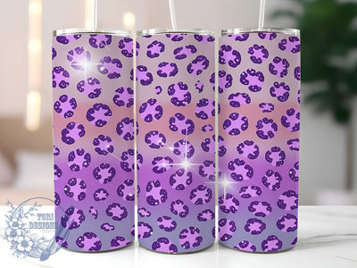 Lilac White Glitter Leopard Tumbler, Glitter Leopard Print, 20Oz Sublimation, Sparkly Ombre Tumbler, Lilac Glitter Design, Leopard Pattern Printable, Glam Ombre Wrap Sublimation ToriDesigns 