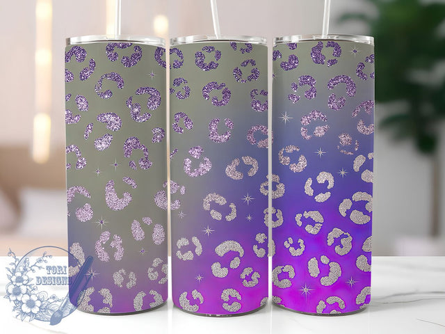 Lilac White Glitter Leopard Tumbler, Glitter Leopard Print, 20Oz Sublimation, Sparkly Ombre Tumbler, Lilac Glitter Design, Leopard Pattern Printable, Glam Ombre Wrap Sublimation ToriDesigns 
