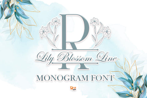 Lily Blossom Line Monogram Font Dm Letter Studio 