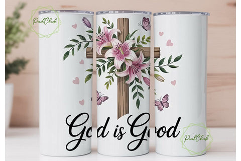 Lily Cross Butterflies 20oz Tumbler Wrap Sublimation PixelChick 