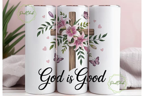 Lily Cross Butterflies 20oz Tumbler Wrap Sublimation PixelChick 