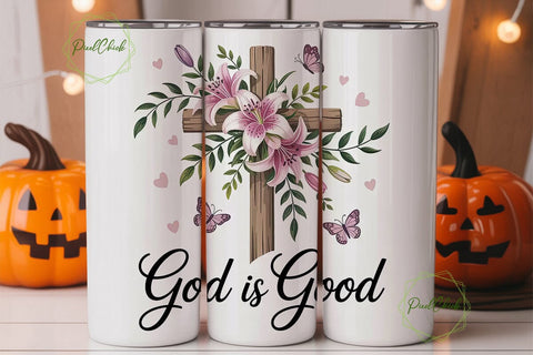 Lily Cross Butterflies 20oz Tumbler Wrap Sublimation PixelChick 