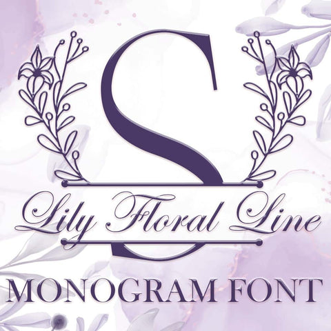 Lily Floral Line Monogram Font Dm Letter Studio 