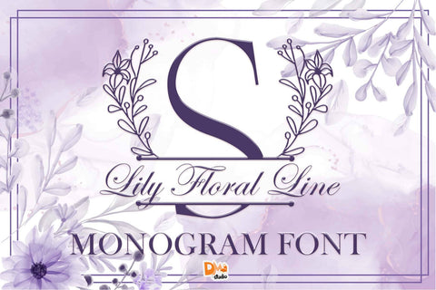 Lily Floral Line Monogram Font Dm Letter Studio 