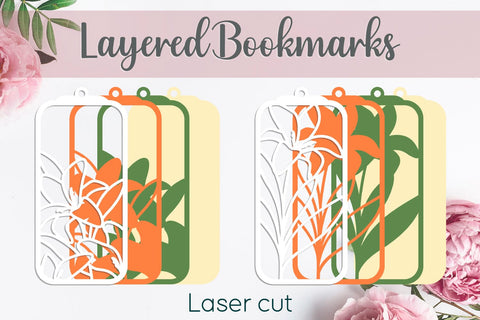 Lily flower bookmarks, Layered floral bookmark, Gift tag svg SVG AnastasiyaArtDesign 