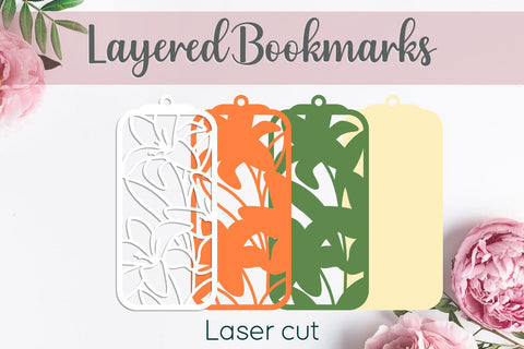 Lily flower bookmarks, Layered floral bookmark, Gift tag svg SVG AnastasiyaArtDesign 