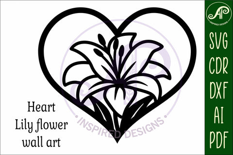 Lily flower heart wall sign, SVG file. SVG APInspireddesigns 