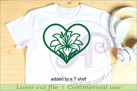 Lily flower heart wall sign, SVG file. SVG APInspireddesigns 