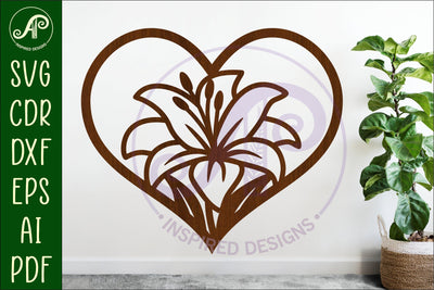 Lily flower heart wall sign, SVG file. SVG APInspireddesigns 