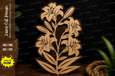 Lily Flower Silhouette Laser Cut Svg Design SVG Regulrcrative 