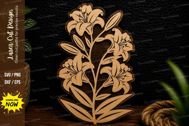 Lily Flower Silhouette Laser Cut Svg Design SVG Regulrcrative 