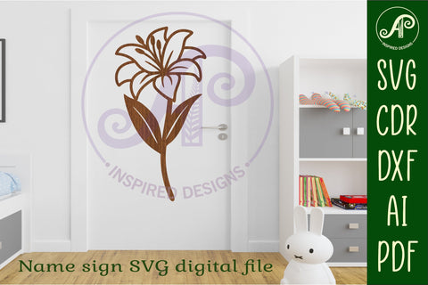 Lily flower wall sign SVG laser cut file SVG APInspireddesigns 