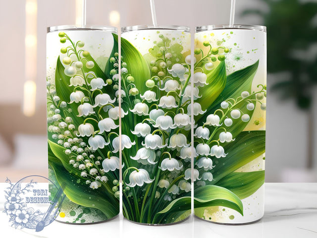 Lily of the Valley 20oz Tumbler Wrap, Spring Floral Design, 20oz Sublimation Tumbler, Flower Drinkware, Gift for Her, Elegant Floral Tumbler, Spring Decor Tumbler Sublimation ToriDesigns 