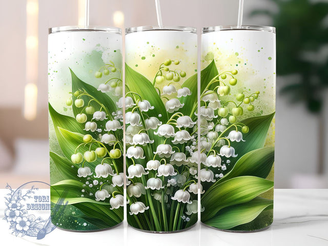 Lily of the Valley 20oz Tumbler Wrap, Spring Floral Design, 20oz Sublimation Tumbler, Flower Drinkware, Gift for Her, Elegant Floral Tumbler, Spring Decor Tumbler Sublimation ToriDesigns 