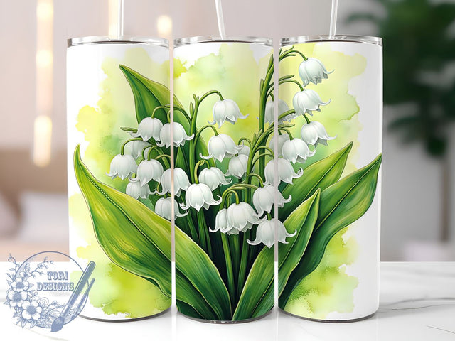 Lily of the Valley 20oz Tumbler Wrap, Spring Floral Design, 20oz Sublimation Tumbler, Flower Drinkware, Gift for Her, Elegant Floral Tumbler, Spring Decor Tumbler Sublimation ToriDesigns 