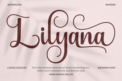 Lilyana Script Font Studio Natural Ink 
