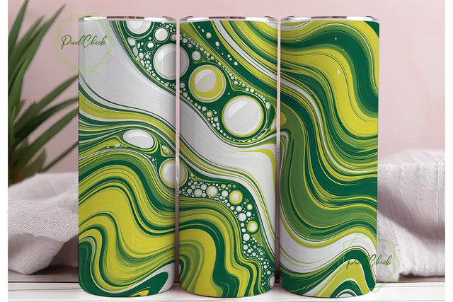 Lime Green Fluid Abstract 20oz Tumbler Sublimation PixelChick 